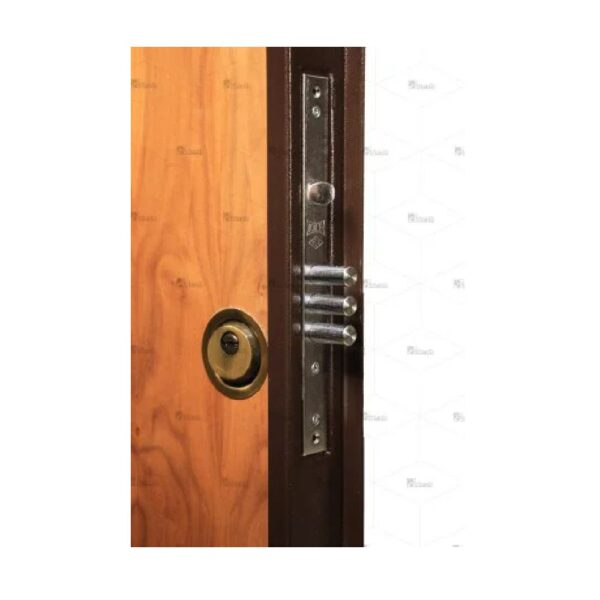 DZ 1027 3 درب ضد سرقت سری لوکس لابی، تاج هلالی با شیشه و روکش گردو مدل DZ-1027