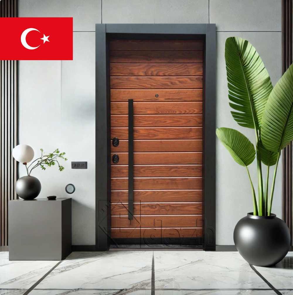 درب ضد سرقت ترک با روکش طبیعی چوب مدل dz-558