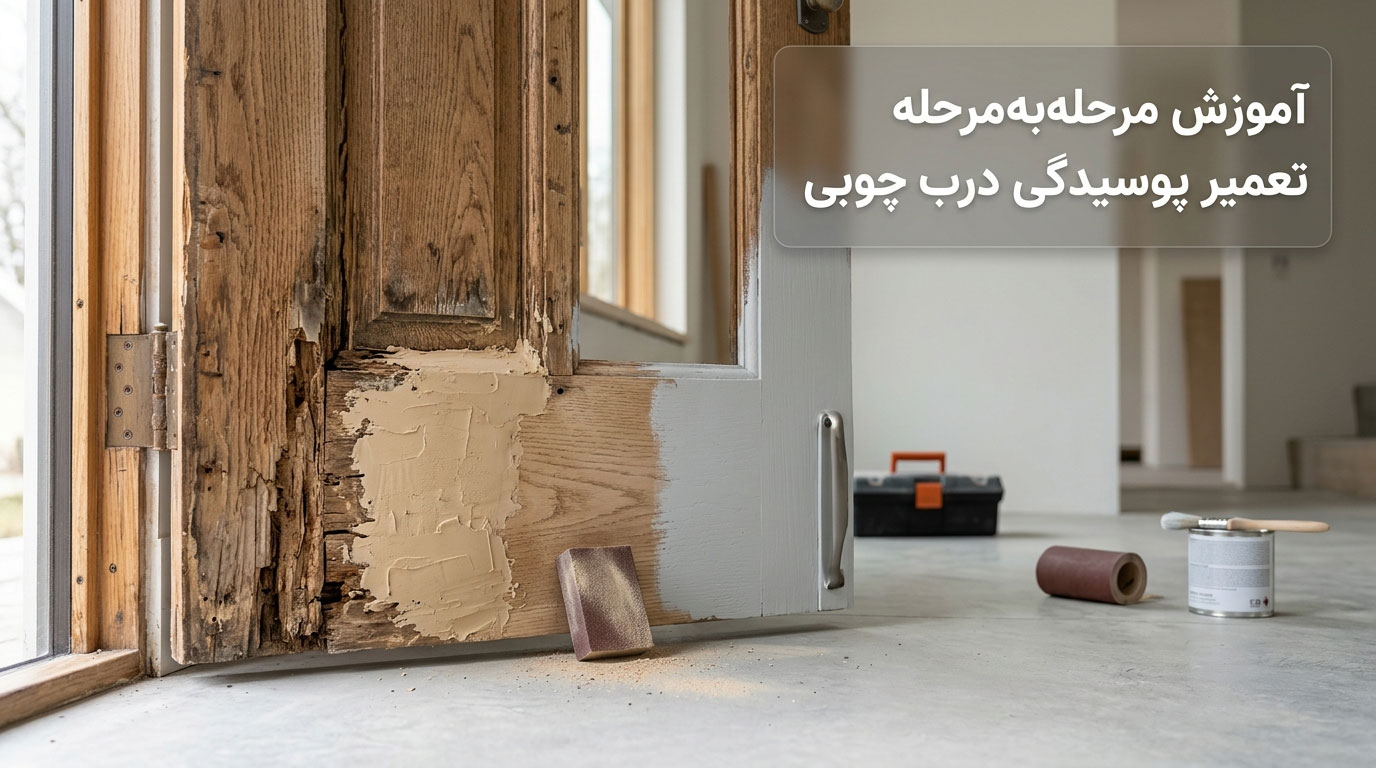 آموزش مرحله‌به‌مرحله تعمیر پوسیدگی درب چوبی