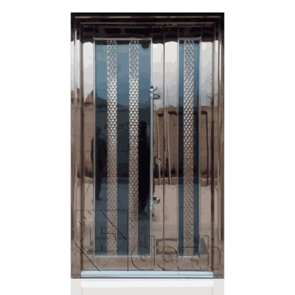 درب تمام استیل سری لوکس یک و نیم لنگه مدل DS-122