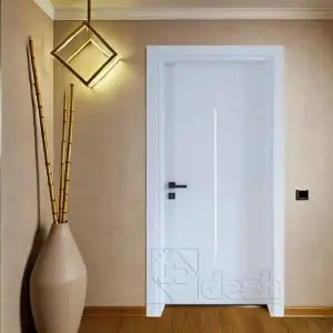 درب اتاقی ضد آب از جنس تمام پلی وود دارای شیشه تزیینی وسط درب dm-25