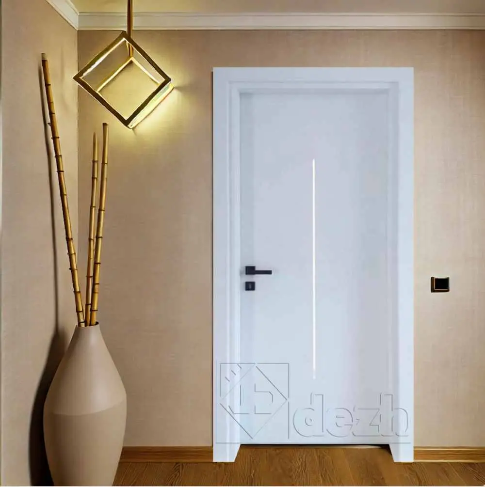 درب اتاقی ضد آب از جنس تمام پلی وود دارای شیشه تزیینی وسط درب dm-25