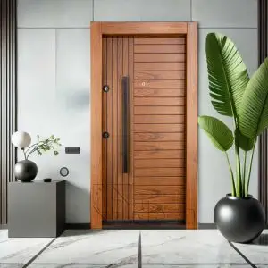 درب ضد سرقت تک لنگه با روکش گردو آمریکایی سری لوکس dz-197