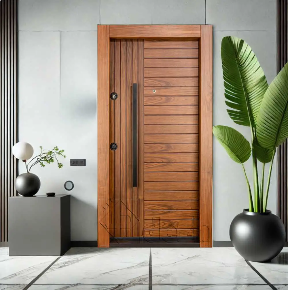 درب ضد سرقت تک لنگه با روکش گردو آمریکایی سری لوکس dz-197