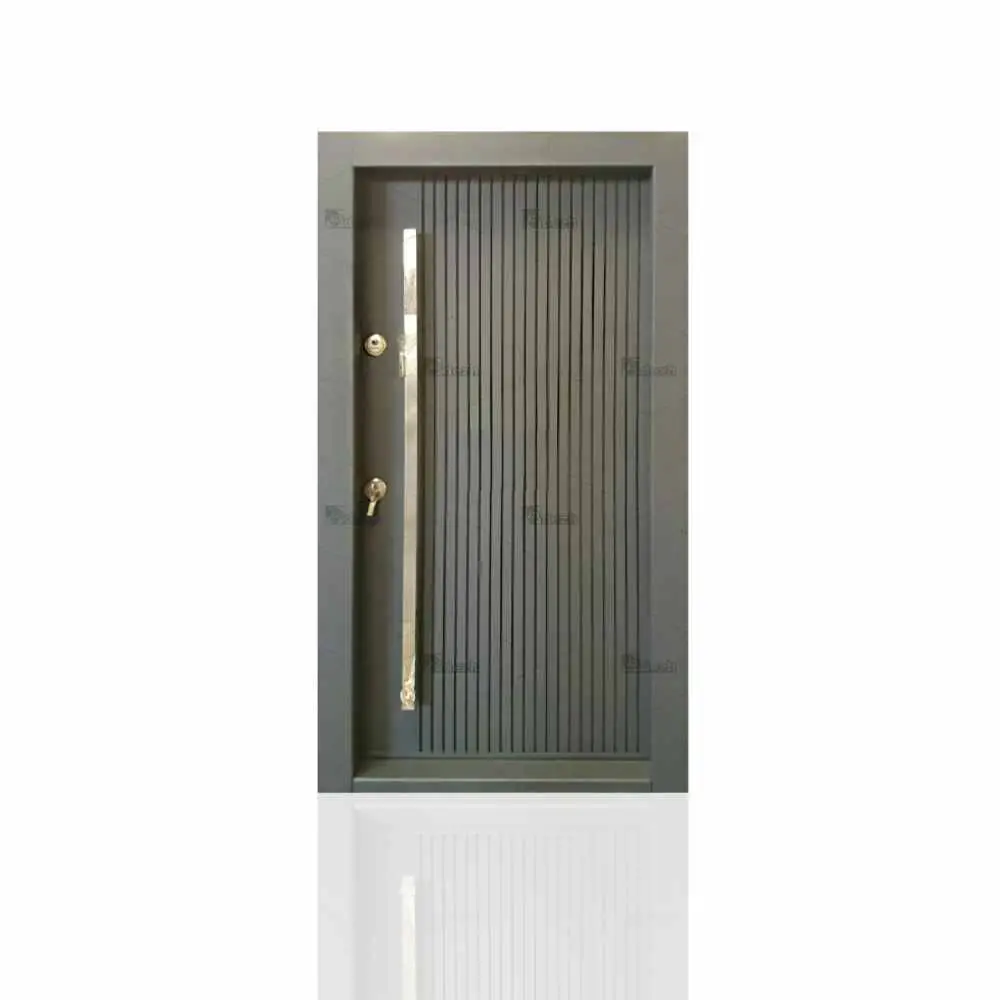 درب ضد سرقت طوسی لوکس دستگیره بلند مدل DZ-191