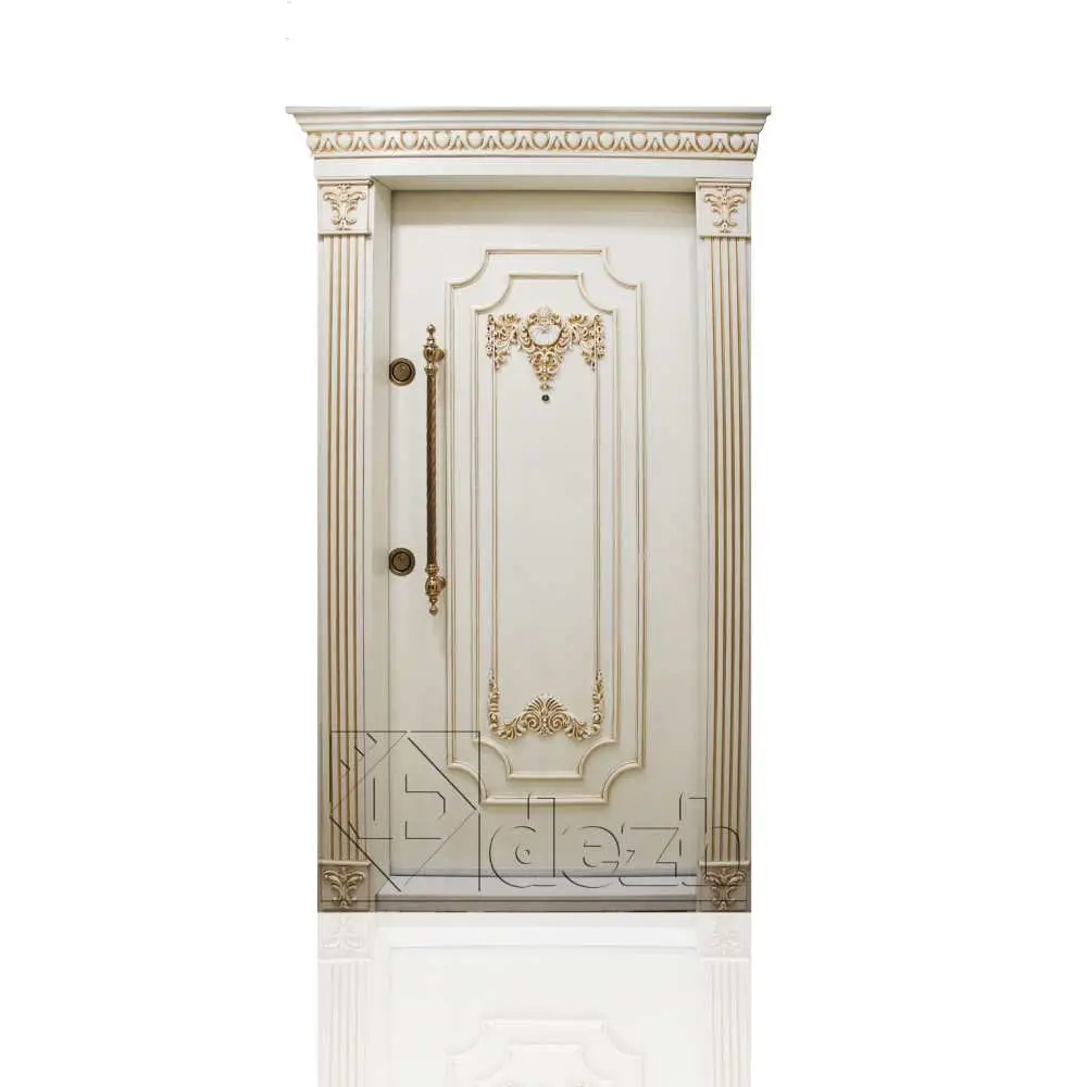 درب ضد سرقت سفید طلایی لوکس منبت کاری شده DZ-199