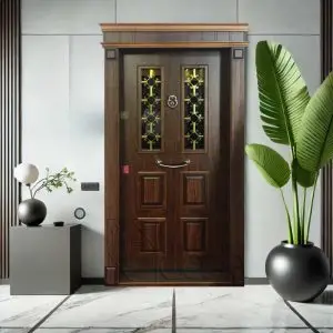 درب ضد سرقت تک لنگه لابی شیشه خور سری لوکس مدل DZ-112