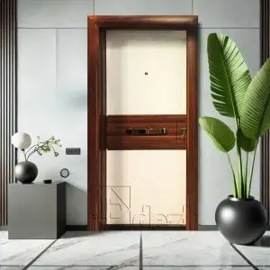 درب ضد سرقت تک لنگه سفید قهوه ای لوکس مدل DZ-140