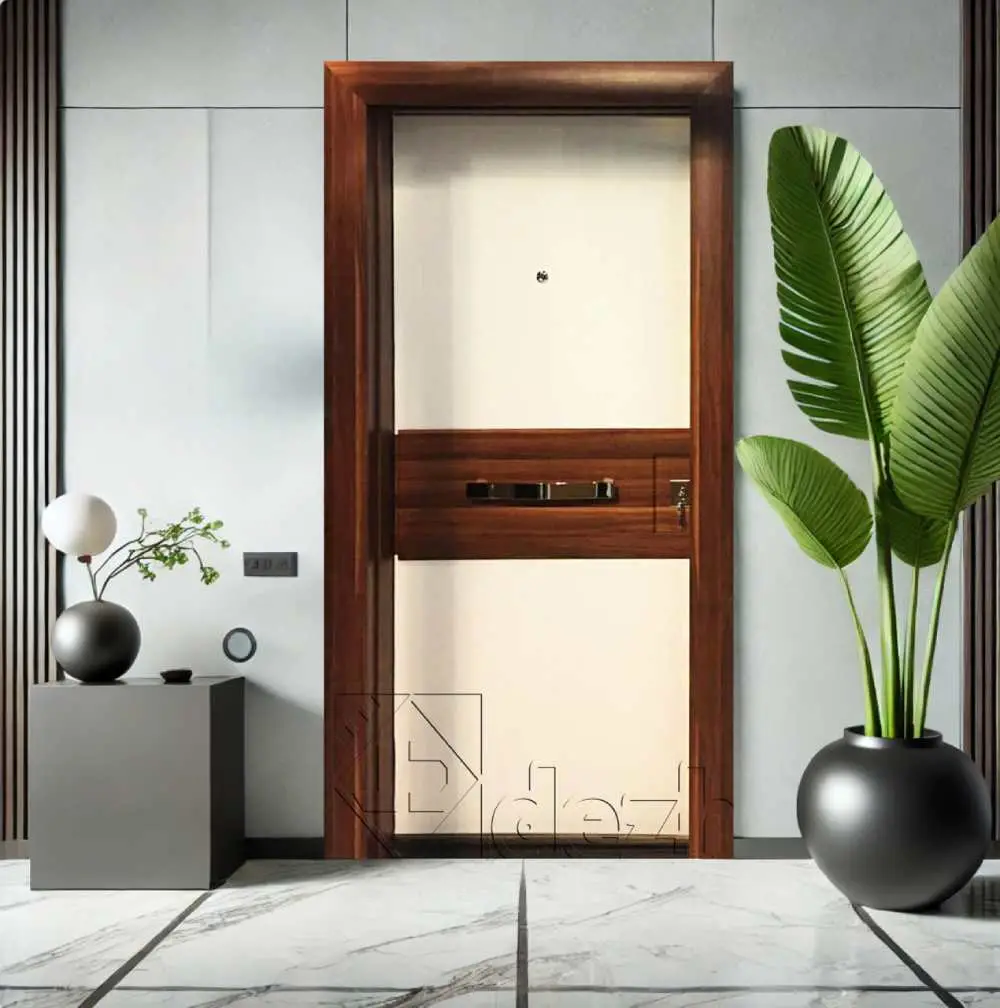 درب ضد سرقت تک لنگه سفید قهوه ای لوکس مدل DZ-140