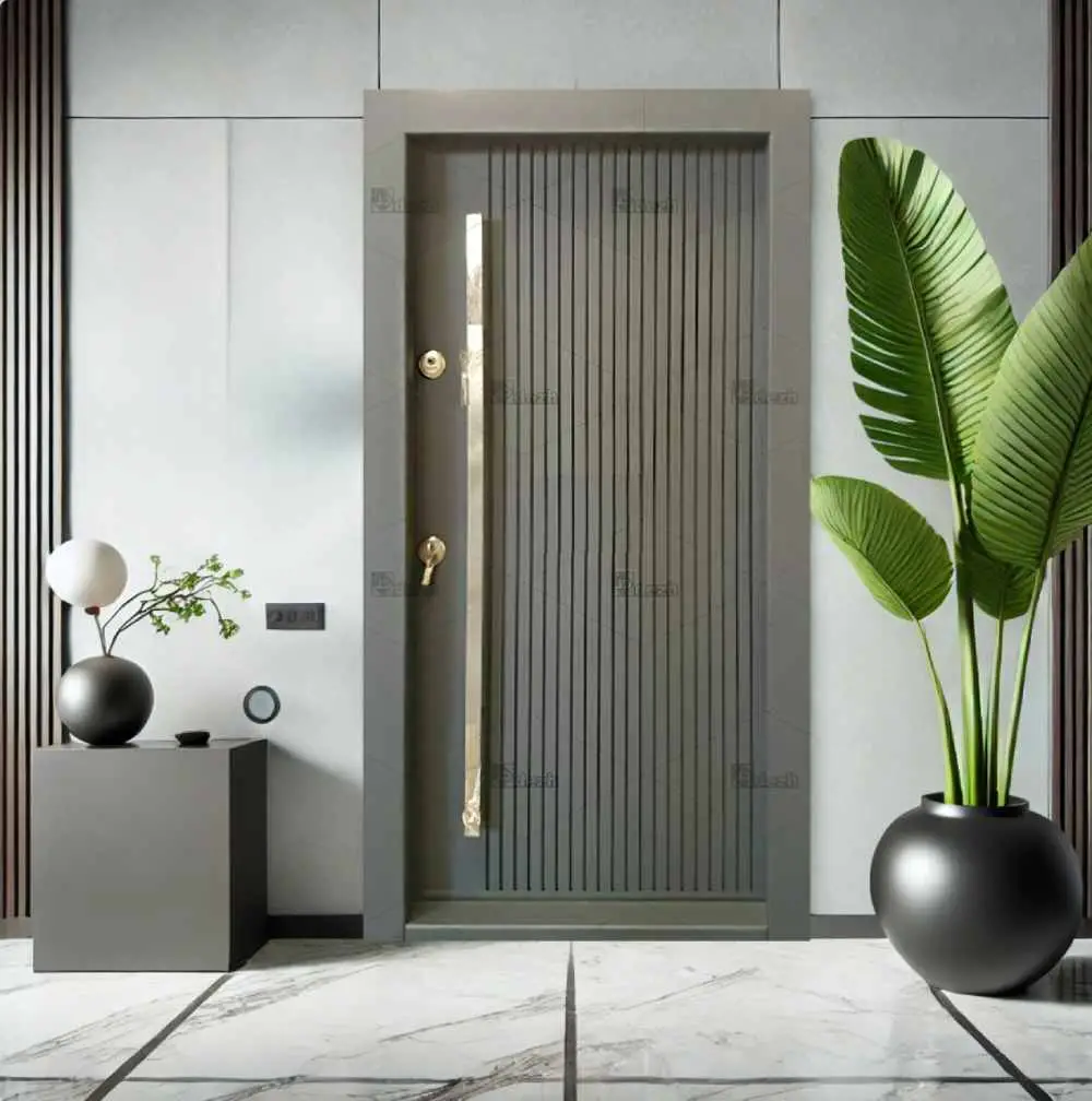 درب ضد سرقت طوسی لوکس دستگیره بلند مدل DZ-191