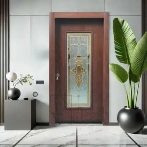 درب ضد سرقت با شیشه دکوراتیو لوکس مدل DZ-205