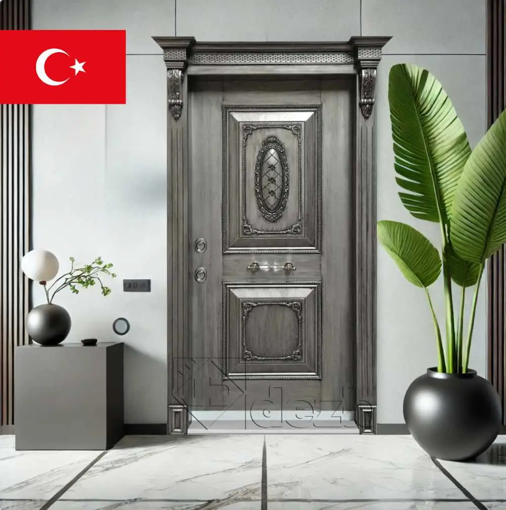 درب ضد سرقت منبت کاری شده طوسی پک ترک مدل dz-557