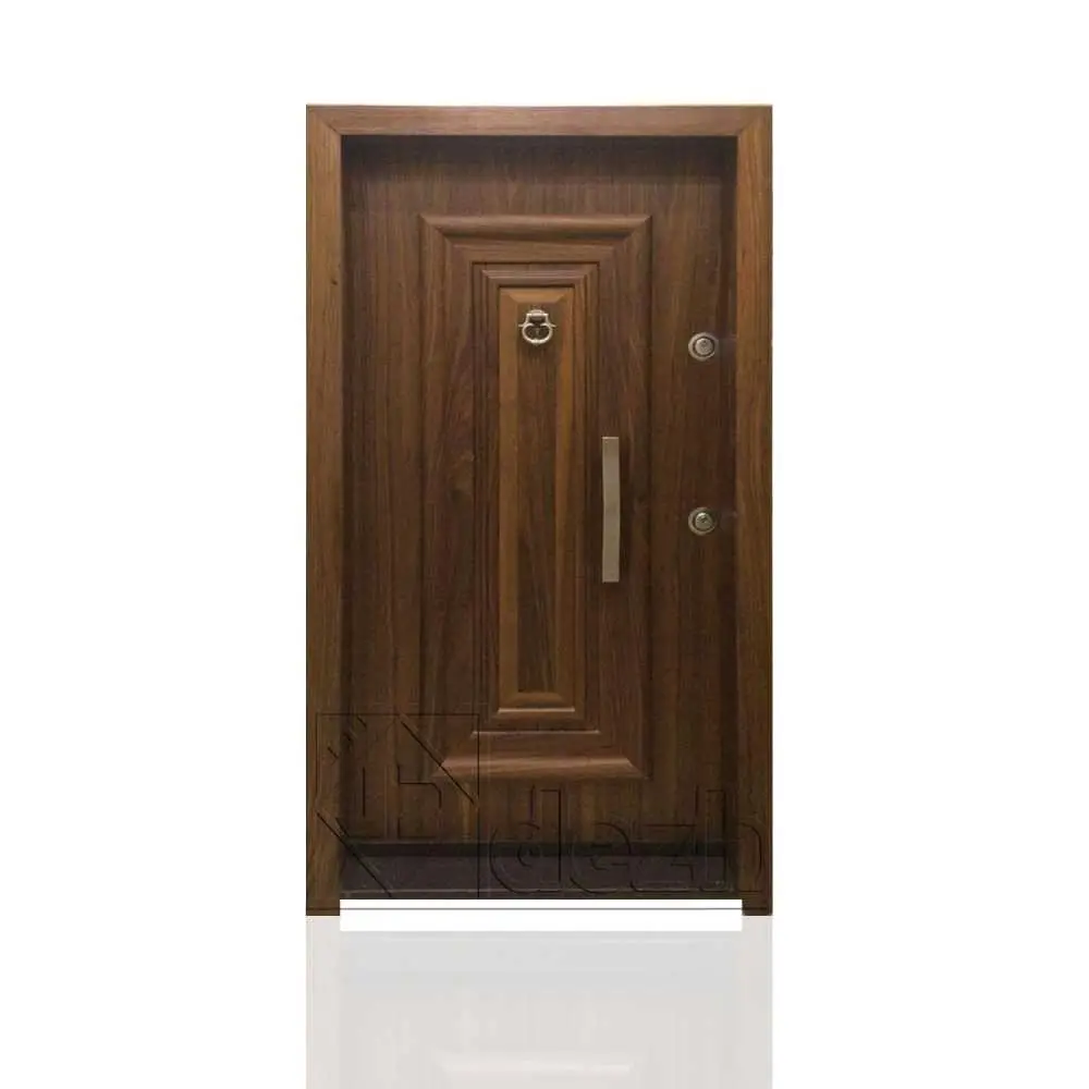 درب ضد سرقت تک لنگه سری لوکس با روکش گردو مدل DZ-88