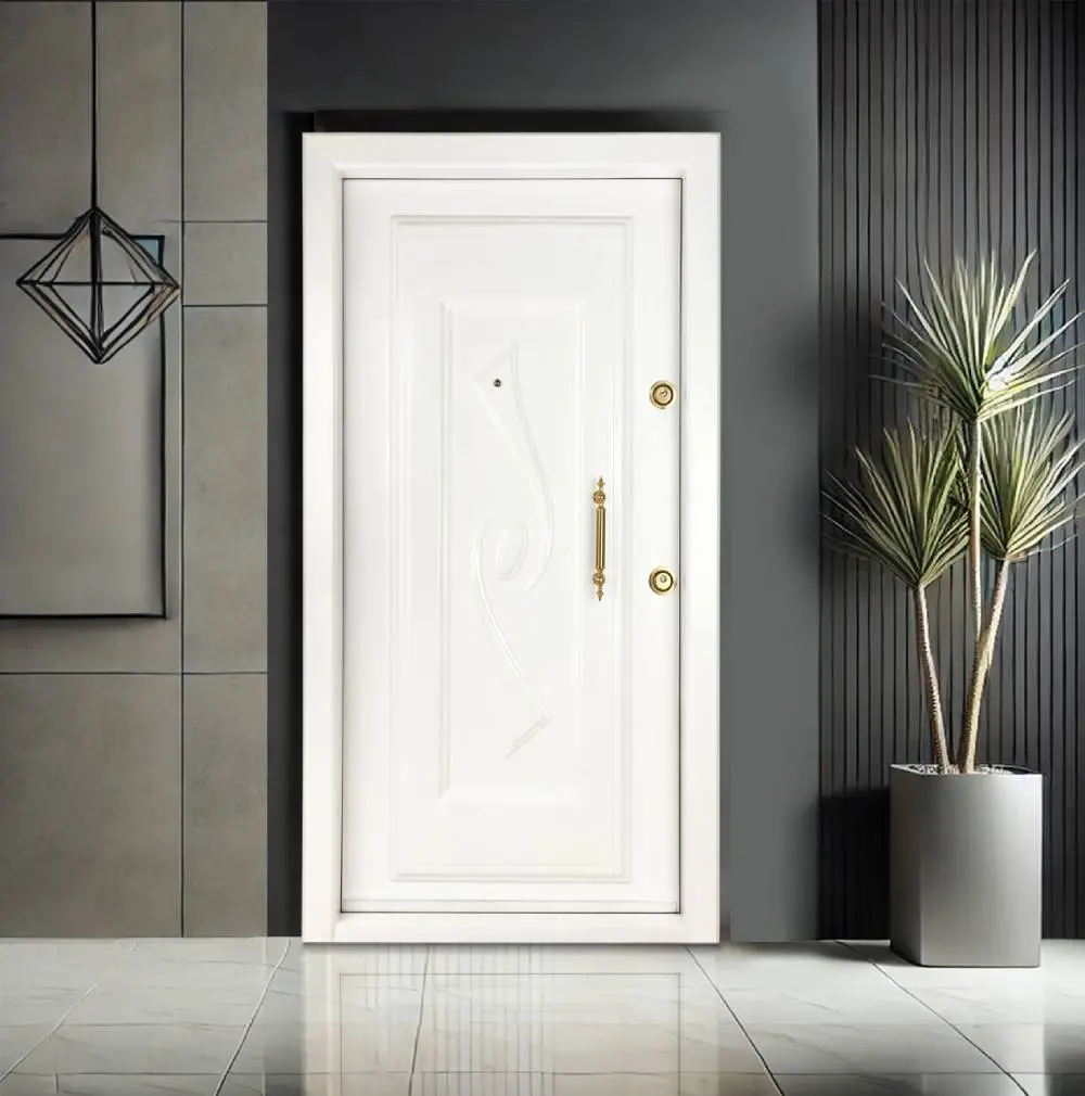 درب ضد سرقت سفید رویه فلز سری درجه یک مدل DZ-117