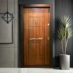 درب ضد سرقت با روکش طبیعی چوب راش DZ-71