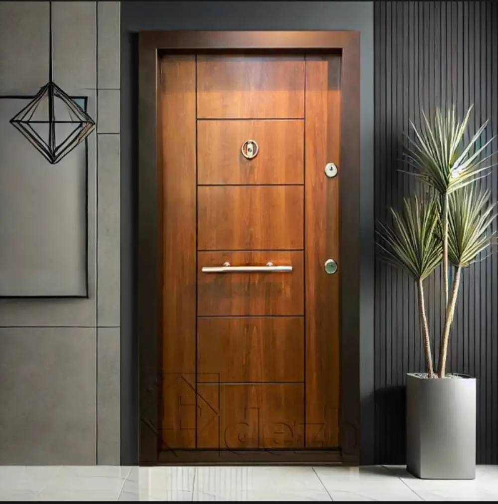 درب ضد سرقت با روکش طبیعی چوب راش DZ-71